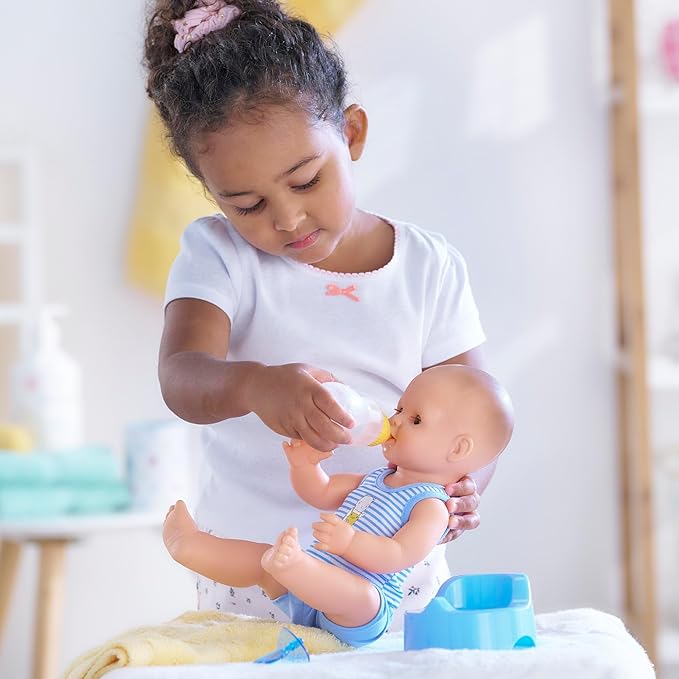 Corolle Drink and Wet Bath Baby Paul - 14” Boy Baby Doll with 3 Accessories - Bottle, Potty, and Pacifier - Really Drinks and Goes Potty, for Kids Ages 2 Years and up