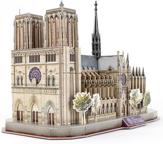 CubicFun 3D Puzzles for Kids Ages 8-10 - Notre Dame de Paris Gifts for 10 Year Old Girl Boy - Art STEM Projects for Kids Ages 8-12 - Classroom Desk Decorations, 128 Pieces