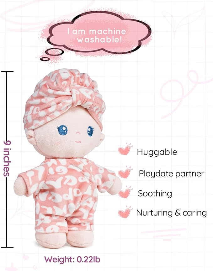 Soft Baby Doll Toys (9''), My First Baby Rag Doll for 1 Year-Old Girl Birthday Gift, Christmas Plush Toys Gift for Toddler Kids Infants-Pudding Baby