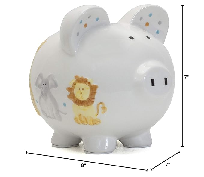 Child to Cherish Ceramic Piggy Bank for Boys, Sweet Safari