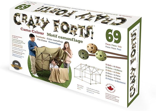 Camo Color - Building Kit for Kids 6+ - Indoor Creative Fort Building STEM Toys - Durable and Portable Kit - 69 Pcs