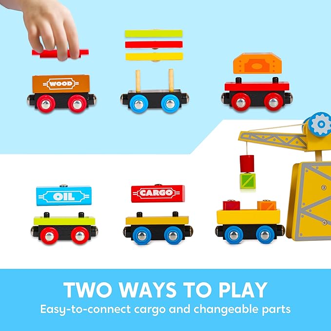 Montessori Wooden Train Toy Set for Kids, 12PCS Magnetic Train Cars with Storage Gift Box, STEM Educational Toy for Boys & Girls, Ages 2-8 Years, Christmas Birthday Party Gift