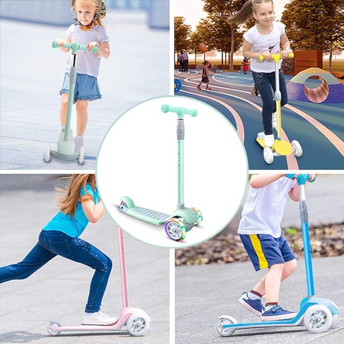 67i Scooter for Kids 3 Wheel Scooter Kids Kick Scooter for Toddler Girls Boys Scooter with Adjustable Height and Light-Up Wheels Scooter for Children Ages 3-12