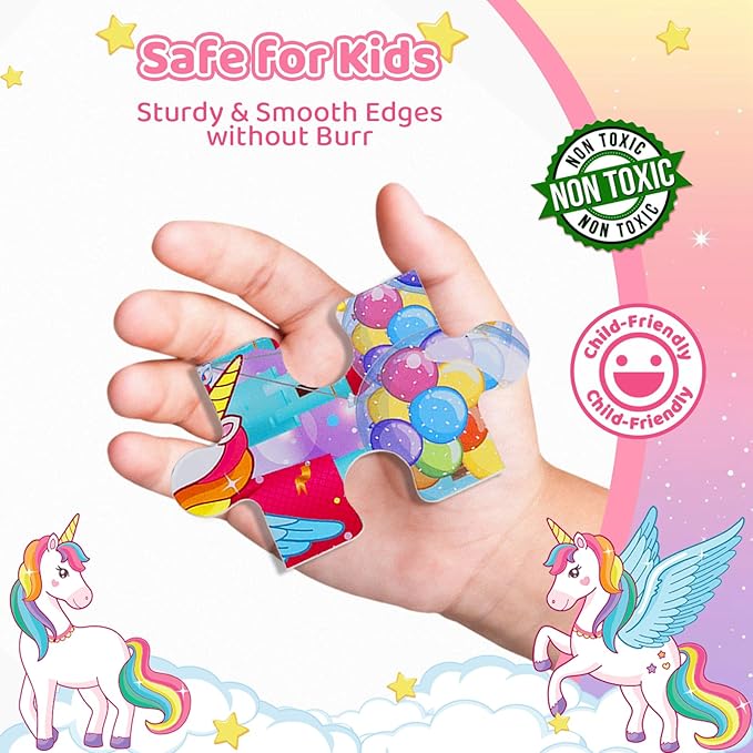 Wooden Puzzles for Kids Ages 3-6+ Unicorn Mermaid Princess Fairy 4 Pack Puzzles for Girls, 24-Piece Toddler Puzzles, Educational Preschool Birthday Christmas Easter Gifts for 3 4 5 6 Year Old Girls