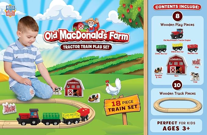 Masterpieces Wood Train Sets - Old Macdonald 18 Piece Train Set