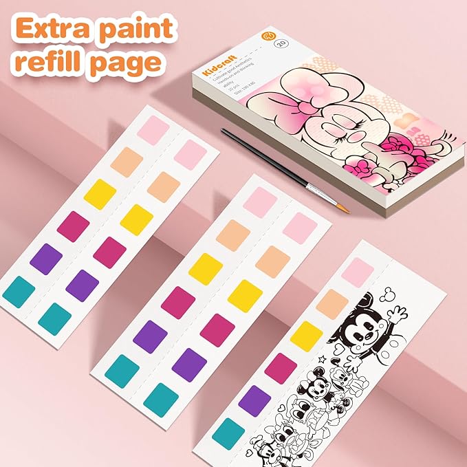 Paint with Water Coloring Books for Kids, Pocket Mess Free Watercolor Painting Kit, Water Color Paint Set Arts and Crafts Gift for Girls Ages 4 5 6 7 8+, Travel Activity Toy - Cartoon