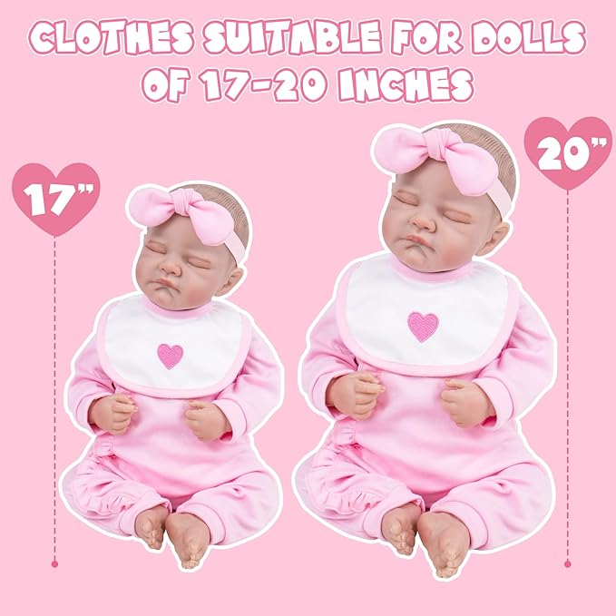 Aori 9 Pcs Reborn Baby Dolls Clothes Set with Pink Bassinet for 17-22 Inch Baby Doll, Carrier Bed and Baby Doll Clothes Outfit Accessories fit Newborn Baby Girl
