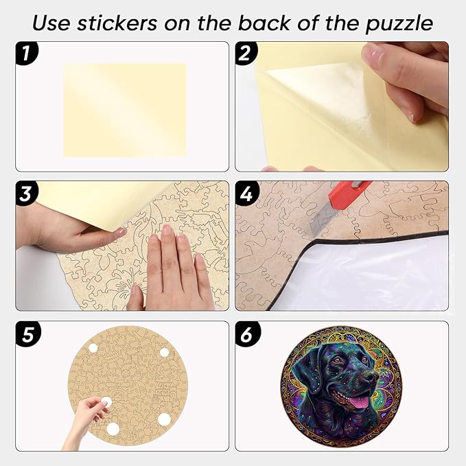 Happy Labrador 500 Pieces Wooden Puzzles for Adults Dog Jigsaw Puzzles with Unique Irregular Shapes Pieces Great Gift for Kids and Adults on Birthday,Thanksgiving,Christmas 16.7x16.7 Inches