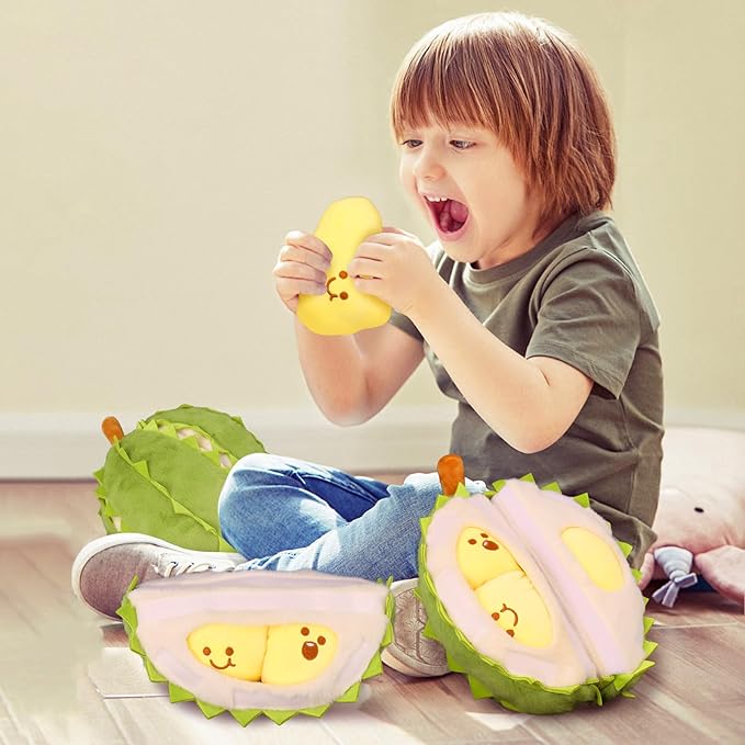 Creative Detachable Durian Plush Toy, Fruit Durian Plush Toy, Decompression Durian Toy, Durian Plush Pillow, Cute Peeling Durian Plush Doll (Musang King-11.81 in)