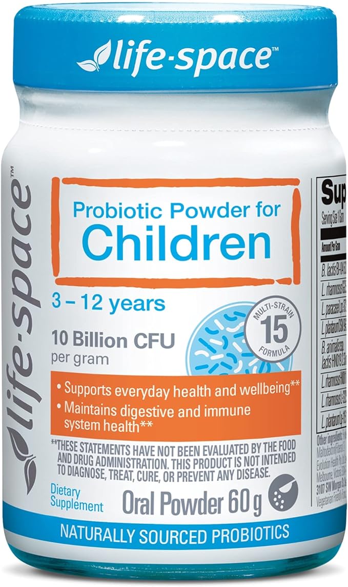 Life-Space 60 Grams, for Children 3-12 Years,10 Billion CFU & Multi Strain, Improve Appetite for Relieve Picky, Boost Digestive Health & Immune, No Refrigeration, Probiotic Powder for Children