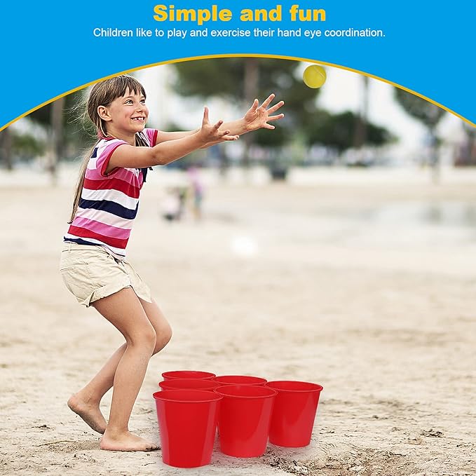 Giant Yard Pong Bucket Game,Throwing Bucket Toss Set for Beach,Pool,Family,Yard,BBQ,Lawn,Indoor,Outdoor Game - Ideal Gift Toy for Boys,Girls,Family,Kids