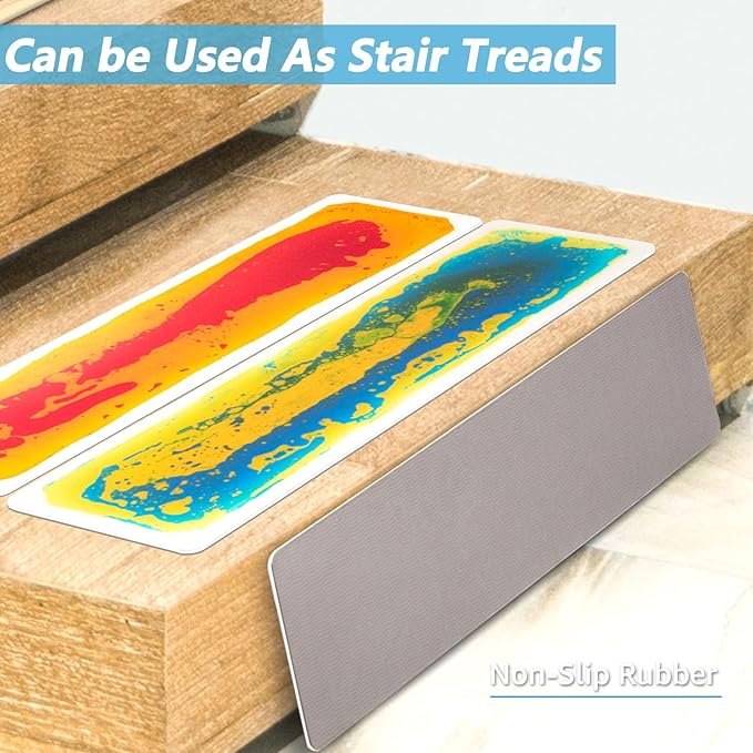 Art3d Liquid Sensory Floor Decorative Interlocking Tiles, Colorful Liquid Floor Tiles for Children, Liquid Fusion Activity Play Mat for Kids, 8"x30" Pack of 15