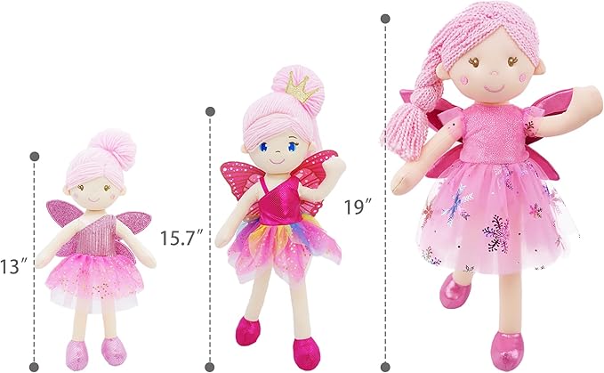 June Garden 12" Enchanted Garden Fairy Doll Violet - Plush Stuffed Soft Doll Girl Gift - Purple Outfit and Wings