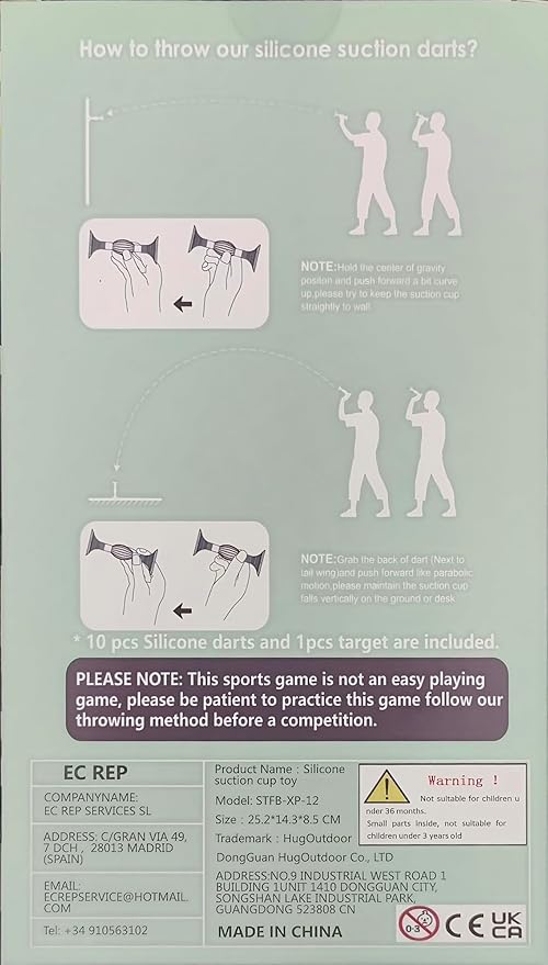 HugOutdoor 4.3 "Large Size 12Pcs 4 Colour Suction Cup Dart Silicone Sucker Soft Darts Kids Sticky Toys Indoor Outdoor Sports Throwing Games