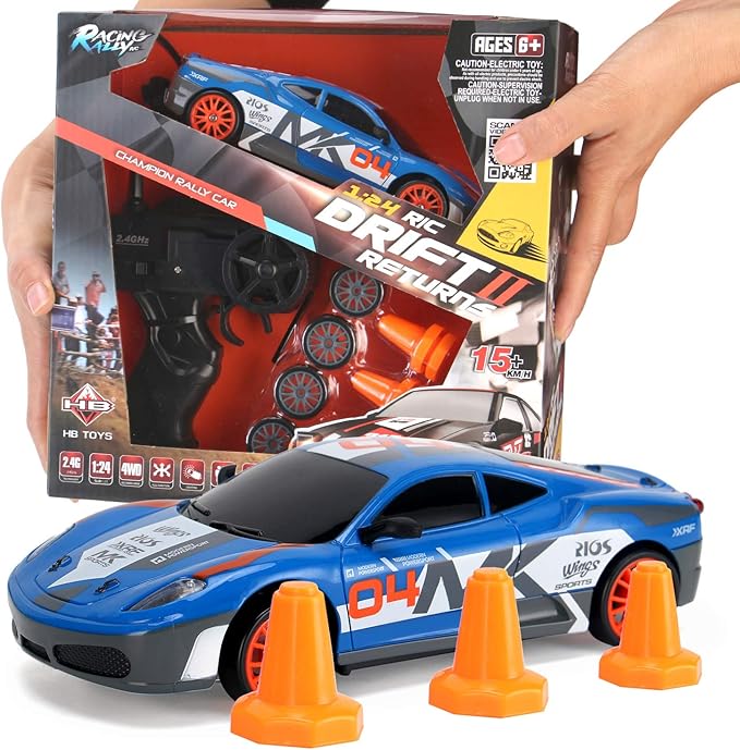 Liberty Imports RC Drift Car 1/24 2.4GHz 4WD Remote Control Sport Racing On-Road Vehicle with LED Light, Batteries and Drift Tires (Style 7)
