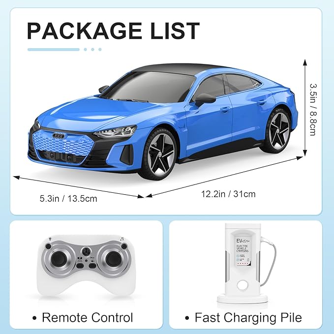 DOUBLE E Audi RS e-tron GT 1:16 Scale RC Truck New Energy Remote Control Car RC Car Led Lights & Sound Automatic Parking Gifts for 6 7 8+ Year Old Boys Girls