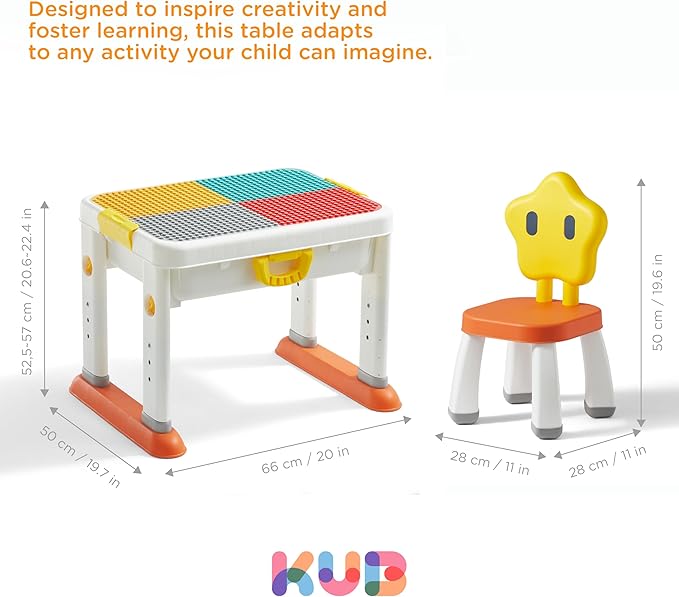 Kids ActivityTable Building Blocks Table and Chair Set Kids Water and Sand Play Table for Boys Girls 3 4 5-7 Years Old
