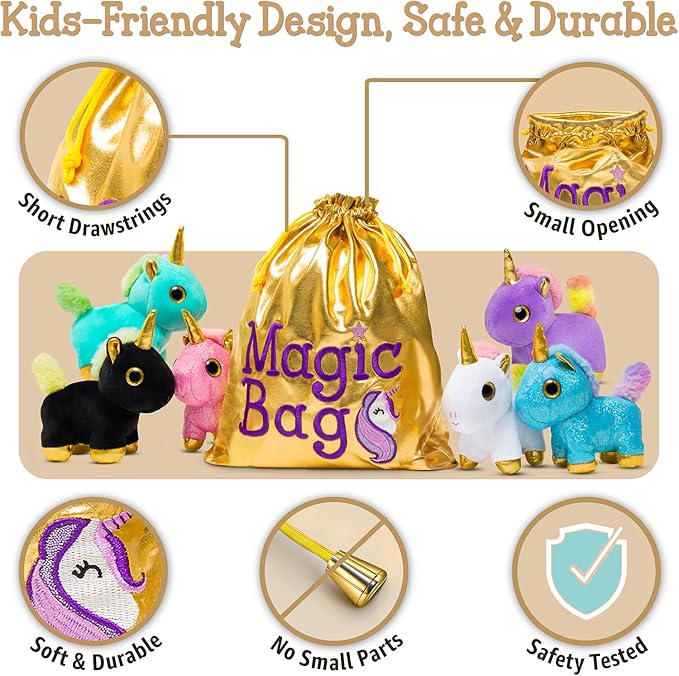 Naturally KIDS Stuffed Animal, Toddler Gifts for Boys, Girls, Plush Unicorn Toys Set 6