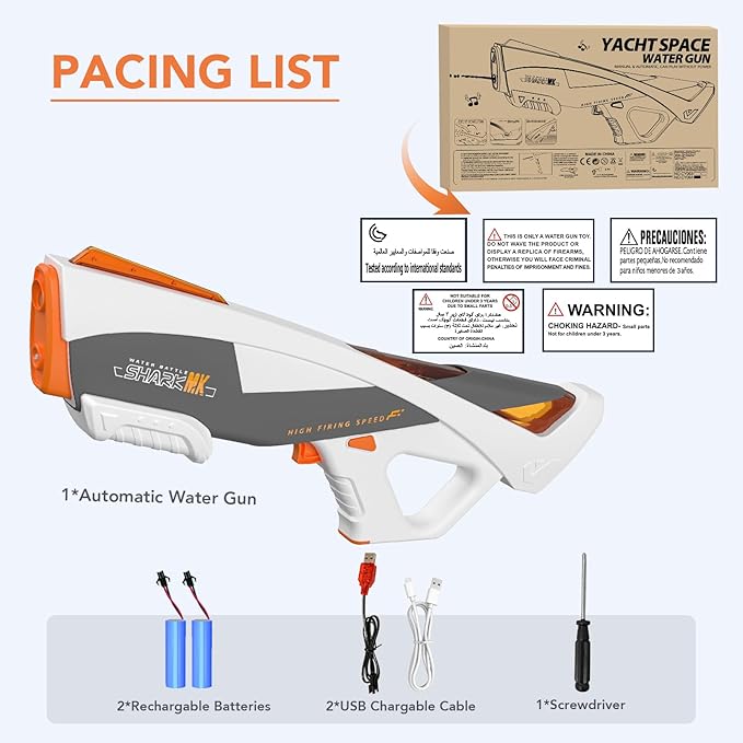 Electric Water Gun,Auto Suction Water Guns With Running Light & 2 Modes,Powerful Squirt Gun Range up to 32 FT,Outdoor Beach Party Shooting Game Watergun,Ideal Summer Easter Toy Gift for Kids & Youths.