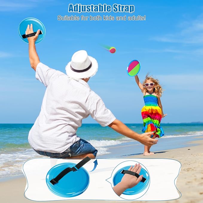 Aywewii Toss and Catch Ball Set Kids Games, Beach Outdoor Toys for Kid with 6 Paddles and 3 Balls Kids Toys Outside Boys Game Age 3-12 Easter Basket Stuffers Birthday Gift
