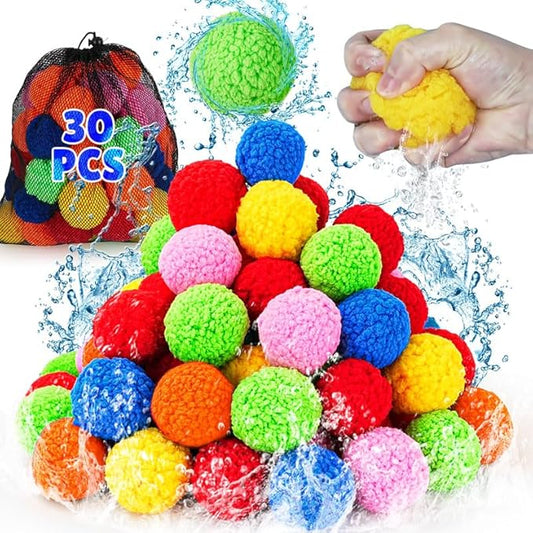Reusable Water Balloons - 30 PCS Refillable Water Balls for Kids Outdoor Toys Games, Summer Pool Toys Water Play Splash Balls for Backyard Lawn Beach Fun Games for Boys Girls