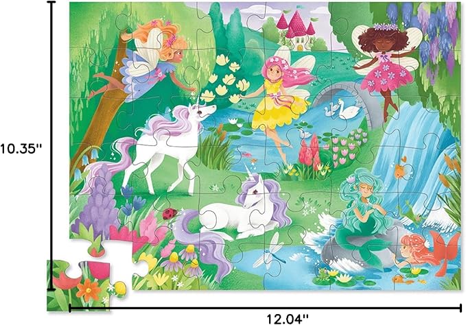 Crocodile Creek 36-Piece Jigsaw Floor Puzzle - Fun Floor Puzzles for Kids Ages 3-5 - Heavy-Duty Shaped Box for Storage - Magical Friends - 24" W x 18" H Finished