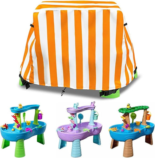 AIckwang Kids Water Table Cover, Compatible With Step2 Rain Showers Splash Pond Water Table,Outdoor Waterproof Dustproof Anti-UV Kids Water Play Table Cover,orange,Cover Only.