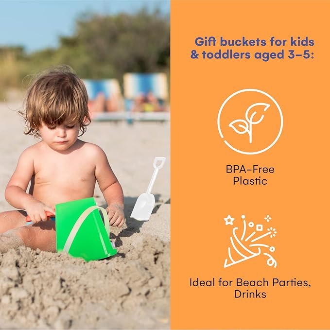 12-Piece Sand Toy Set - Top Race Durable & Imaginative Beach Play Kit with Colorful Buckets & White Shovels. Perfect for Kids Ages 3-5, Outdoor Parties, Outdoor Fun Gift for Young Beach Enthusiasts