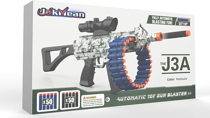 Electric Automatic Toy, JakMean Toy with 30 Dart Clips and 100 Foam Darts, Outdoor Shooting Games Toys for 6-12 Year Old Boys & Girls Adults, Presents for Birthday Xmas, Black-Red