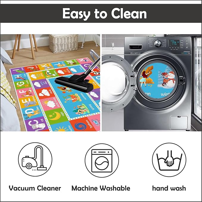 ABC Alphabet Rug, 5'x7' Educational Play Rug Carpet for Kids Classroom Playroom, Non-Slip Mat Playmat for Boys Girls