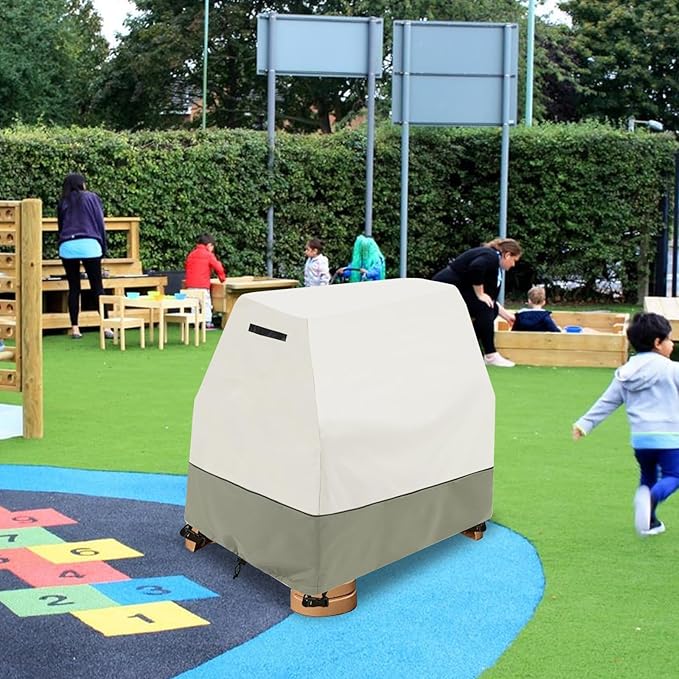 Kids Water Table Cover,Outdoor Heavy 600D Waterproof Anti-UV Dustproof Kids Water Play Table Cover,Compatible with Step2 Rain Showers Splash Pond Toddler Water Table,Beige,Cover Only