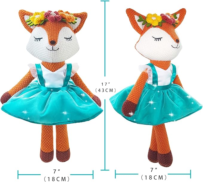 Fox Stuffed Animal,Fox Plush Toys,Stuffed Animals for Girls,Soft Ballerina Doll Animal Toy, Christmas Birthday Gifts for Baby Kids Girls(Orange)