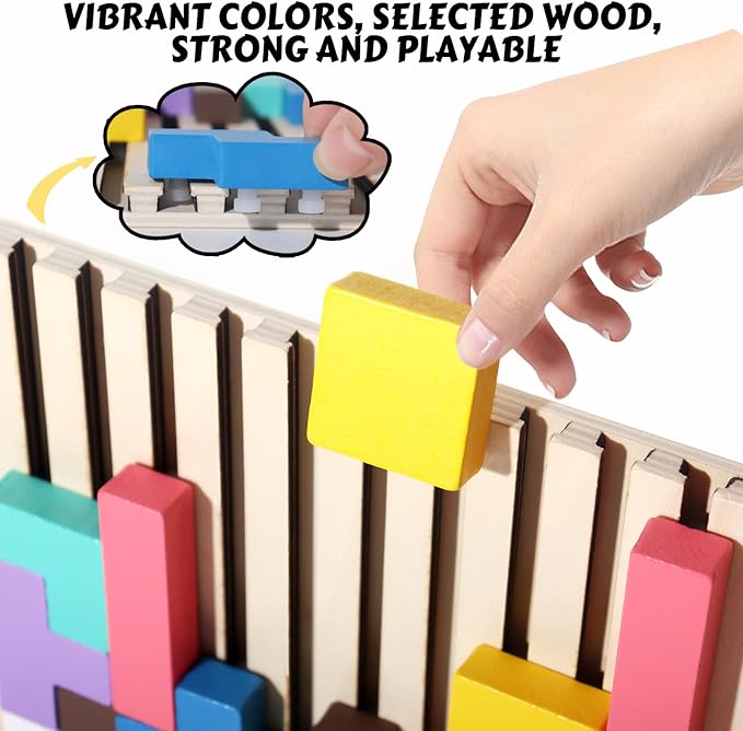 Wooden Russian Blocks Puzzle Brain Teasers Toy Tangram Jigsaw Puzzle Intelligence Colorful 3D STEM Montessori Educational Gift for Boys and Girls,Board Game Educational Toys for Toddlers 3-6 Years
