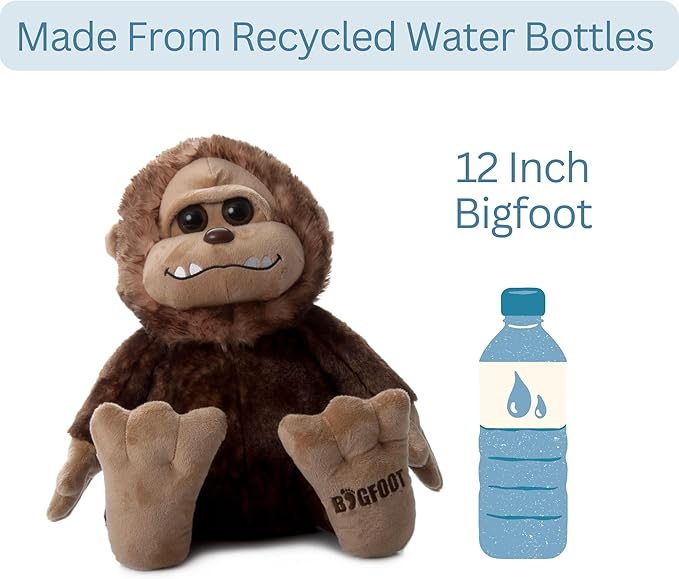 The Petting Zoo Bigfoot Boy Stuffed Animal Plushie, Gifts for Kids, Wild Onez Wildlife Animals, Bigfoot Ape Plush Toy 12 inches