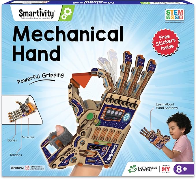 Smartivity DIY Robotic Mechanical Hand STEM Toy for Kids 8-9-10-11-12-13-14 Years Old | 2024 Parents Choice Award Winner I Birthday Gift for Boys & Girls | Engineering Kit for 8-14 Years Old