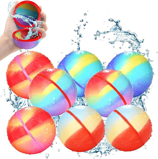 SOPPYCID Resuable Magnetic Water Balloons, Quick Fill Water Balloons,Outdoor Toys for Summer and Parties, Pool Toys, Outdoor Games for Boys Girls 8-12 (8PCS)
