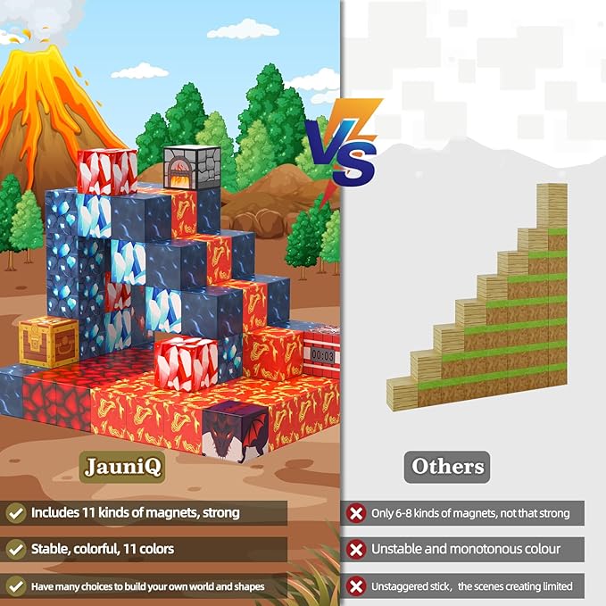 Magnetic Blocks 100 Pcs Building Toys Gifts Construction Toys for 3 4 5 6 7 8 Year Old Boys & Girls, STEM Montessori Sensory Creative Kids Toys