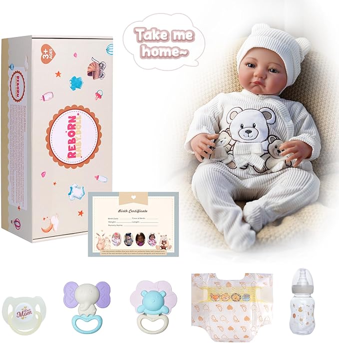 BABESIDE Lifelike Reborn Baby Dolls Boy - 20-Inch Baby Soft Body Realistic-Newborn Baby Doll Real Life Baby Dolls with Complete Accessories for 3+ Years Old Gifts