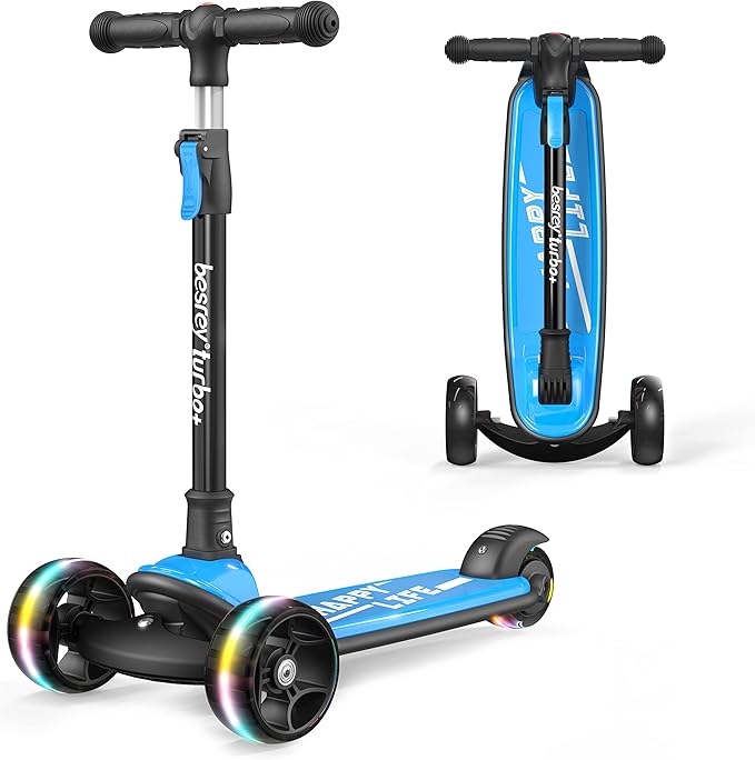 besrey Kids Scooter, Kick Scooters for Kids Age 3-8, 3 Wheel Scooter for Kids with LED Light Wheels, Toddler Scooter Foldable Extra Wide Deck Outdoor Activities for Boys/Girls