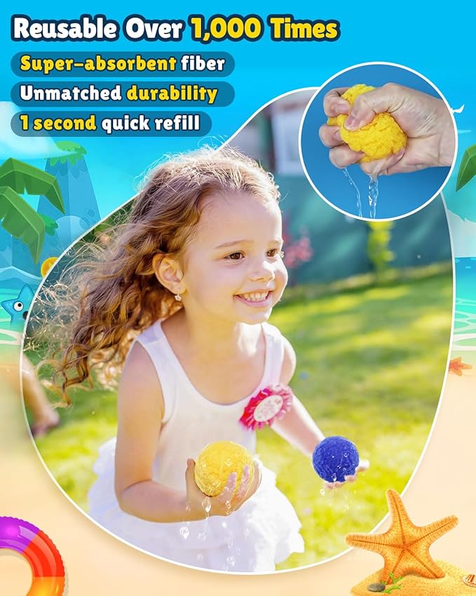 Reusable Water Balloons - 30 PCS Refillable Water Balls for Kids Outdoor Toys Games, Summer Pool Toys Water Play Splash Balls for Backyard Lawn Beach Fun Games for Boys Girls