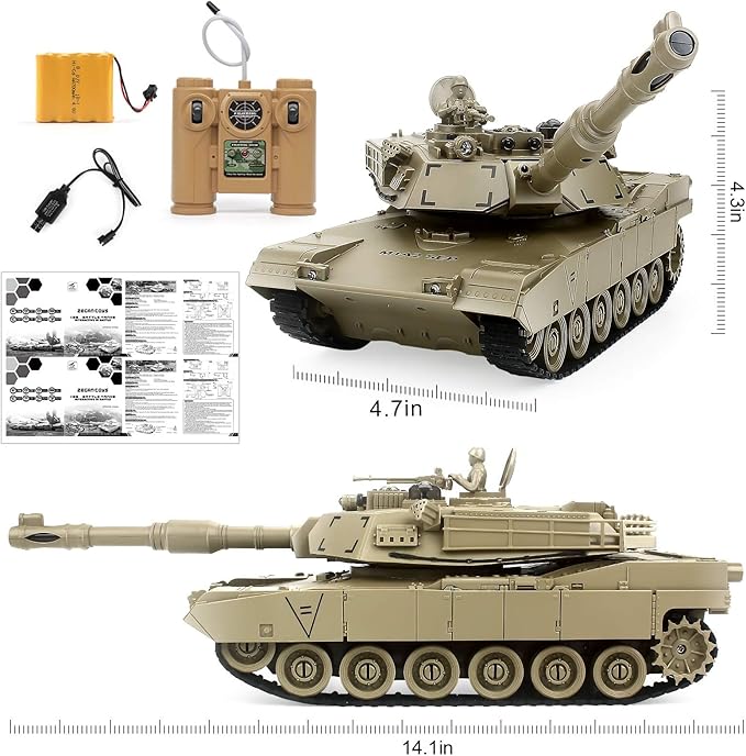 Rc Tanks,1:28 WW2 German Tiger Army Tank Toys for Boys,9 Channels Remote Control Cars with Sound and Light,RC Military Car Toys for Kids Boys Girls (Khaki)