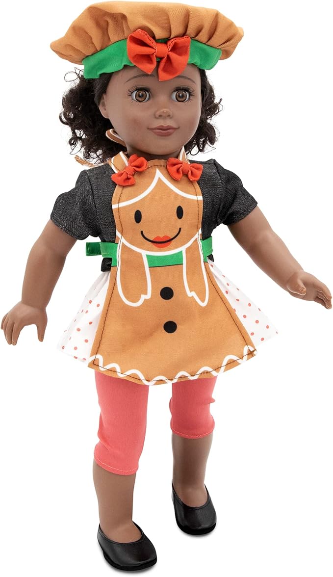 Playtime by Eimmie 18 Inch Doll Clothes and Accessories - Gingerbread Apron & Matching Bonnet Accessories Set - Clothing Sets & Stuff - Fits American, Generation & Similar 18” Dolls for Girls