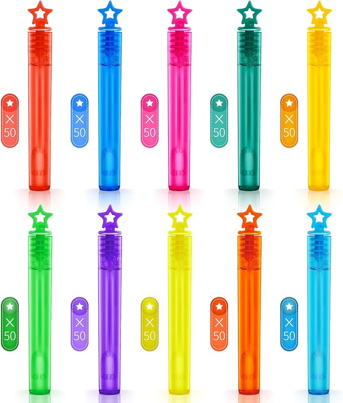 SpringFlower 500 PCS Mini Bubble Wands,Bubble Maker Toys for Kids,Summer Outdoor Bubble Activities,Bubble Party Favors Assortment Toys for Kids Party Favor Supply, Themed Birthday,10 Colors