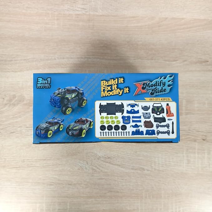 Pup Go 3-in-1 Take Apart Car for Boys with Electric Drill, 43Pcs Construction Toy Truck, Build Your Own Car with Play Tools, Ideal STEM Present for Kids Children Ages 3 4 5 6 7 Year Black