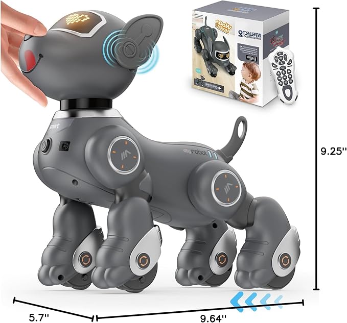 VATOS Robot Dog Toy for Kids, Voice & 2.4GHz Remote Control Robot Pet with Interactive Touch Sensors, Over 20+ Responses, Program Mode, Robotic Puppy Toy for Kids Boys & Girls