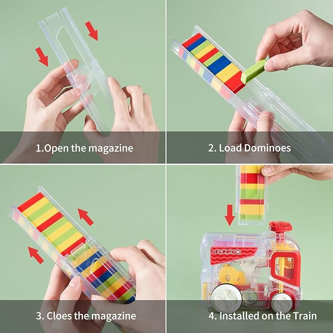 Electric Automatic Domino Train Set, Educational Toys for Ages 5-7, Boys Toys Age 4-6,Autistic Christmas Birthday Gift for Kids Toddlers Boys Girls