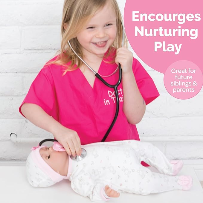 Adora 16 Inch Girl Baby Doll with Accessories Pink Matching 9-Piece Set Including a Pacifier, Hospital, Bracelet, Diaper, and More Gift for Toddlers Ages 3+ Adoption Babies Collection - Hope