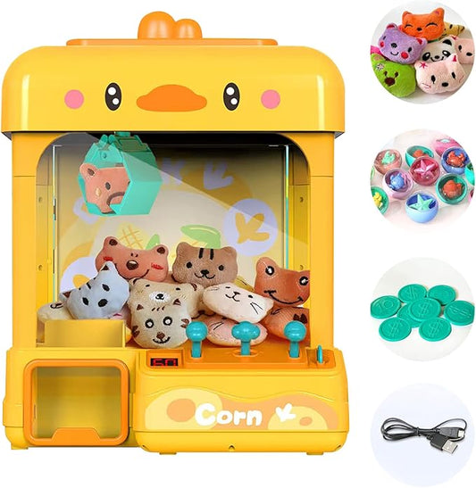 Large Claw Machine for Kids Adults with Prizes, Adjustable Sound & Light, Candy Crane Vending Machine for Girls Boys, Mini Electronic Arcade Game Dispenser Toy for Party Birthday Gifts - Duck