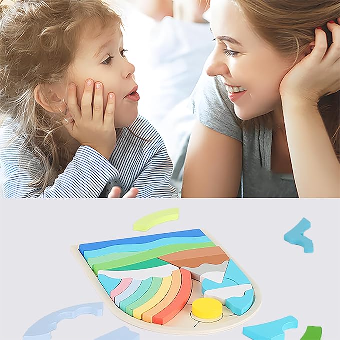 Kids Wooden Puzzles for Toddlers 3-5, Color Shapes for Ages 4-6, Montessori Toys for 3 Year Old, Great Gifts for 3+ Year Olds (Rainbow)