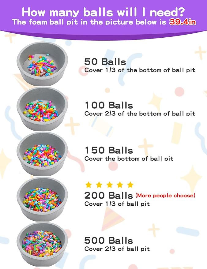 STARBOLO Ball Pit Balls for Toddlers - Macaron 100 Ball Pit Balls Crush Proof Plastic Toy Balls for Toddlers Ball Pits, Ball Pit Play Tent, Baby Pool Water Toys(Mixed Purple)